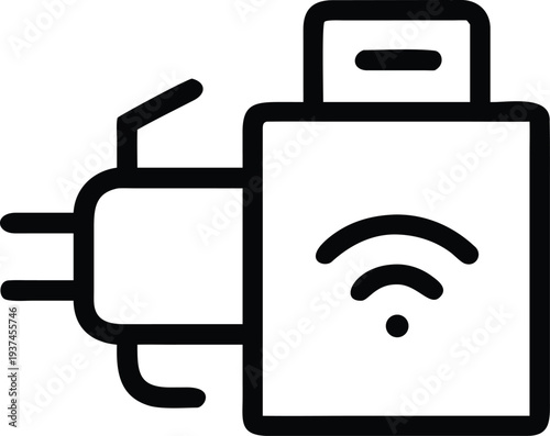 Essential Wired Ethernet Plug Connected to Wireless WiFi Router Device Icon