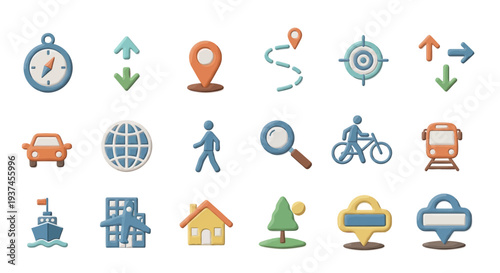 Collection of Travel Navigation Icons.