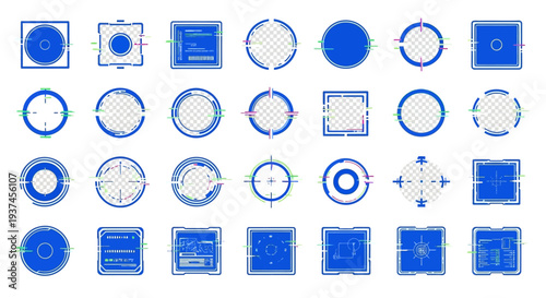 Collection of various blue shapes icons.