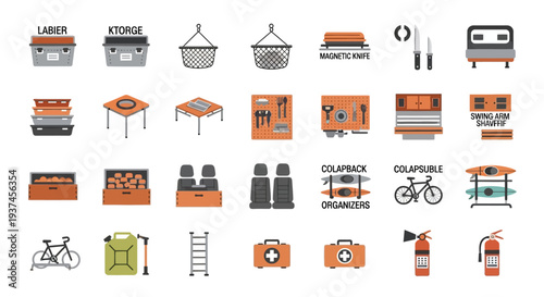 Construction site equipment and tools.