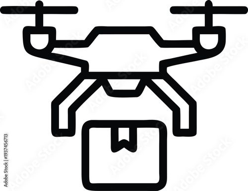 Futuristic Quadcopter Drone Carrying a Package Signifying Automated Global Delivery Networks