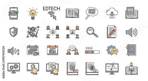 Collection of various edtech icons.
