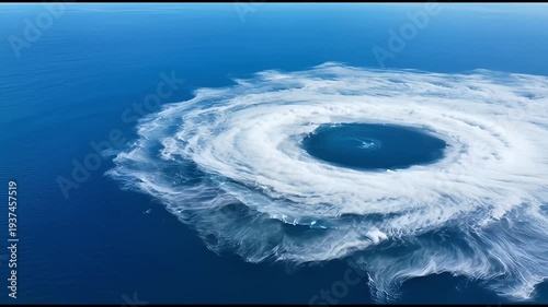Wallpaper Mural Aerial view of a massive ocean sea water whirlpool vortex forming a storm hurricane Torontodigital.ca
