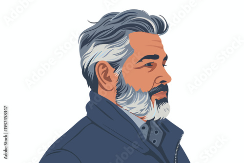 Grey hair men fashion isolated