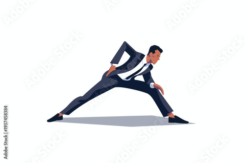 man in business suit stretching isolated isolated