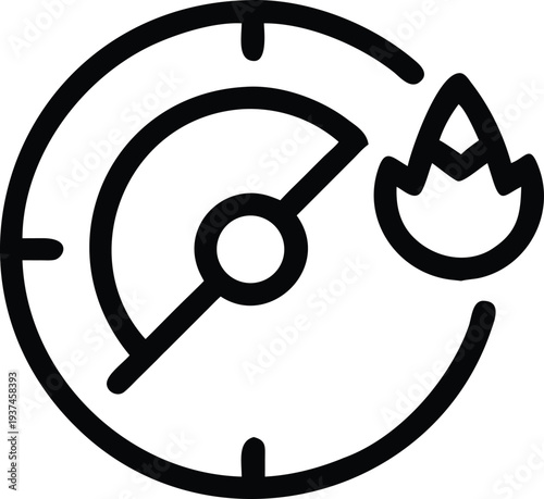 Heat indicator gauge displaying high temperature or critical burning process measurement