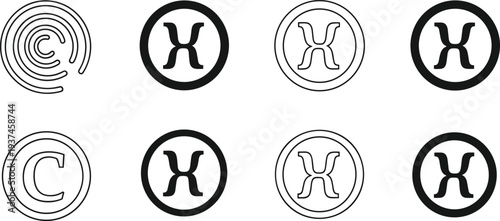 Fingerprint Copyright And Trademark Symbols In Black And White icon