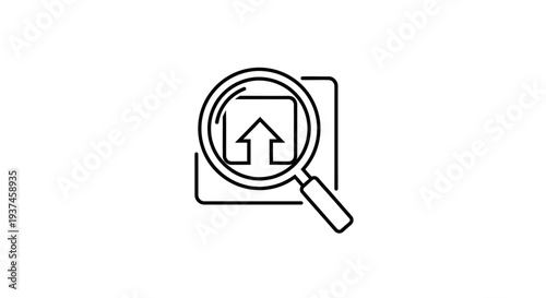 Magnifying glass with arrow icon.