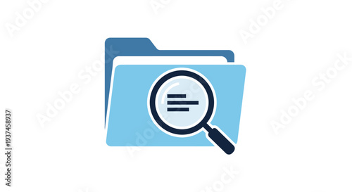 Magnifying Glass Over File Folder Icon.