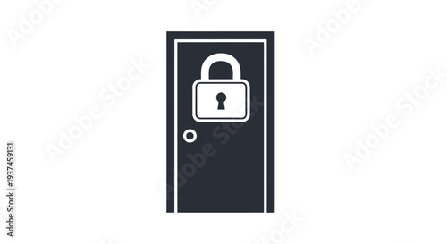 Locked Door with Padlock Security Icon.