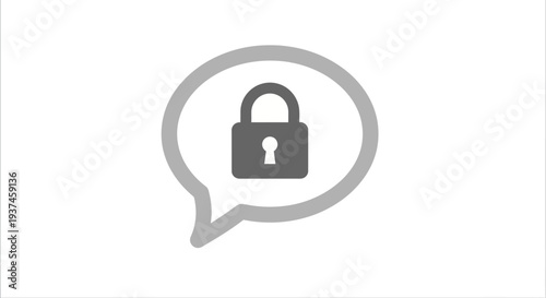 Locked Padlock Inside Speech Bubble Icon.