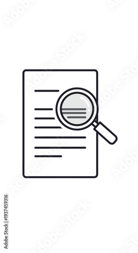Magnifying Glass Examining Document Lines.