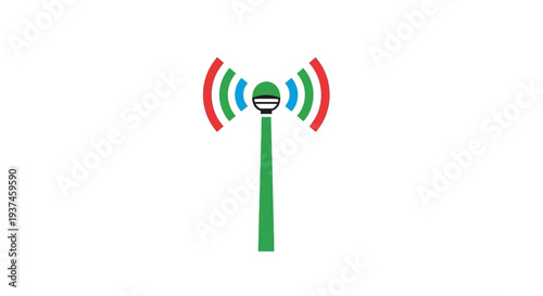 Green WiFi Signal Tower Icon.