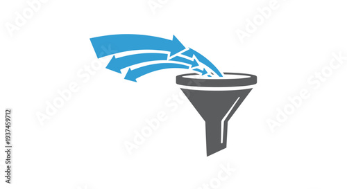 Grey Funnel with Blue Arrows.