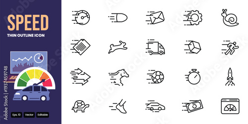 speed outline icon set vector design good for web and mobile app