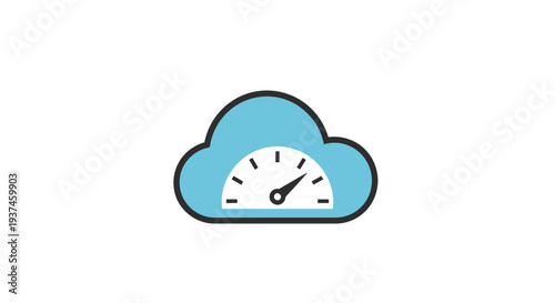 Cloud Icon with Timer Clock Face Inside.