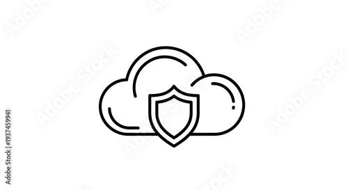Cloud Security Shield Icon Symbol.