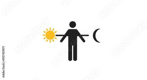 Person Holding Sun and Moon Symbols.