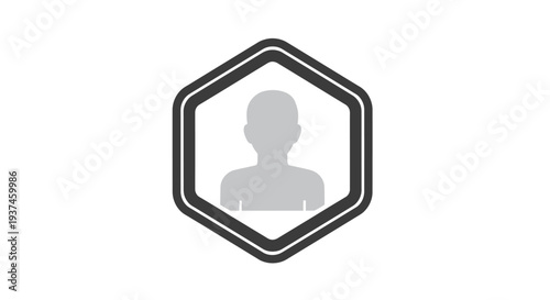 Person Icon Inside Hexagon Shape.