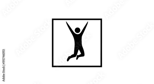 Person jumping with arms raised high.