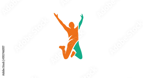 Person jumping in the air happily.