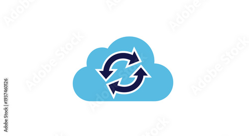 Cloud Sync Icon with Circular Arrows Symbol.