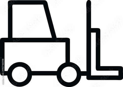 Industrial Forklift Outline Icon Symbolizing Warehouse Operations and Material Handling