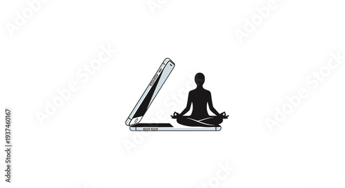 Person Meditating in Lotus Position with Laptop.