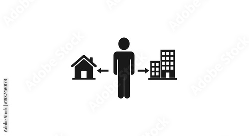 Person Moving Between Home and Office.