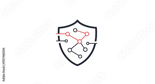 Shield with network security symbol.