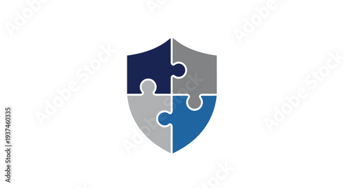 Shield with puzzle pieces security.