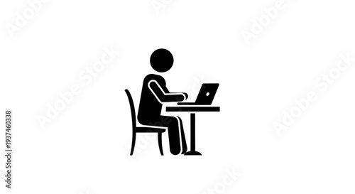 Person sitting at desk working laptop.