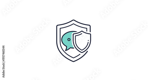 Shield with speech bubble protection.