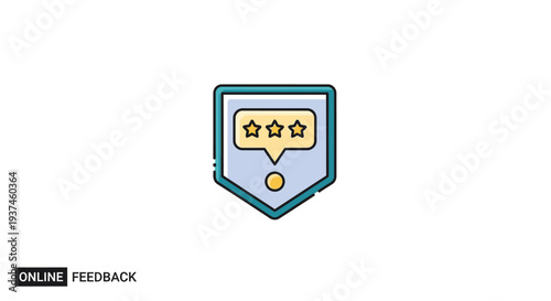 Shield with stars and speech bubble.