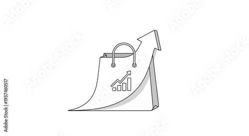 Shopping bag with growing graph.