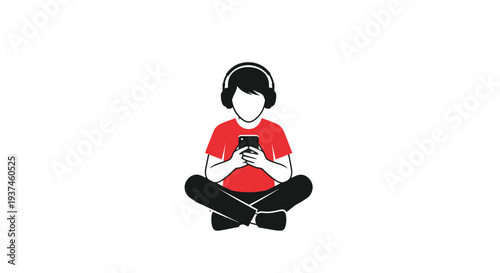 Person sitting with mobile phone.