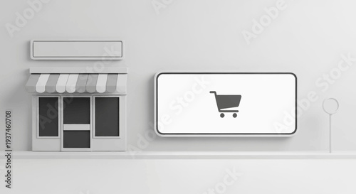 Shopping Cart on Mobile Device Screen.