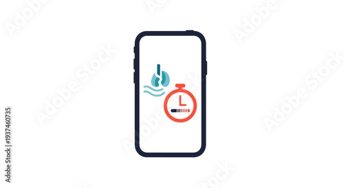 Smartphone with timer and hand icon.