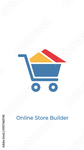 Shopping cart with colorful items inside.