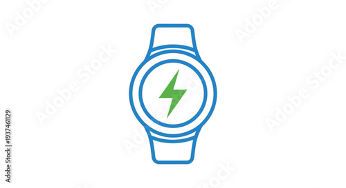 Smartwatch with green lightning bolt symbol.