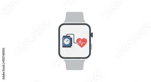Smartwatch with health icons on screen.