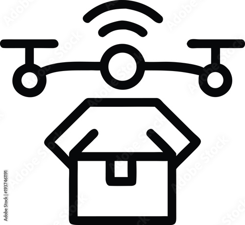Innovative drone carrying a shipment package with signal for advanced delivery systems