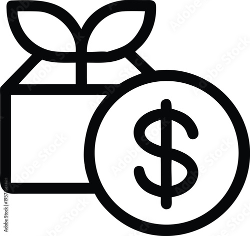 Investment in sustainable business practices shown by money and a plant growing from a box