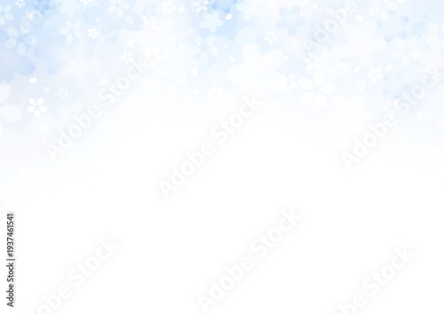 桜の春背景 パステルグラデーション 和風さくらバナーテンプレート | A4 横 水色 ベクター素材