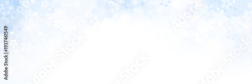 桜の春背景 パステルグラデーション 和風さくらバナーテンプレート | 横長 水色 ベクター素材