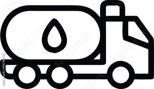 Large Industrial Tanker Truck with Fuel Drop Symbol for Heavy Liquid Transport
