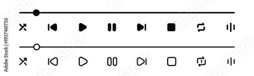Audio player controls with interactive sliders and buttons