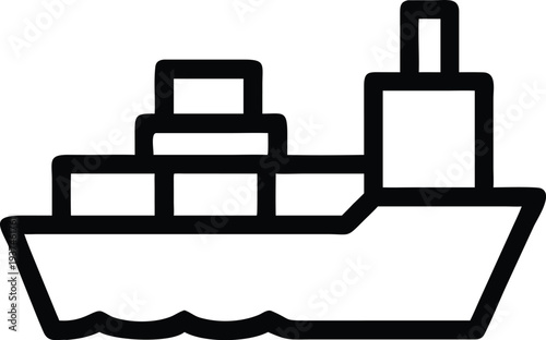 Large international cargo ship carrying numerous containers for global ocean freight transport