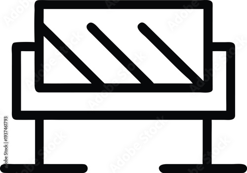 Large outdoor advertising billboard display with diagonal lines on a simple stand