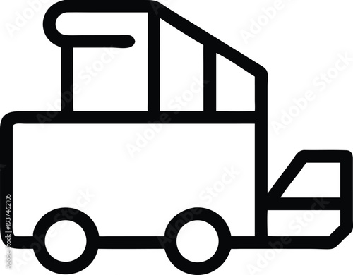 Line illustration depicting a modern combine harvester farming vehicle with cutter